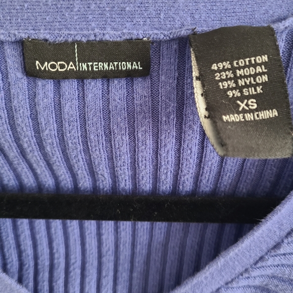 Xs Modal International Blue V-Neck Bodycon Dress - Picture 3 of 4